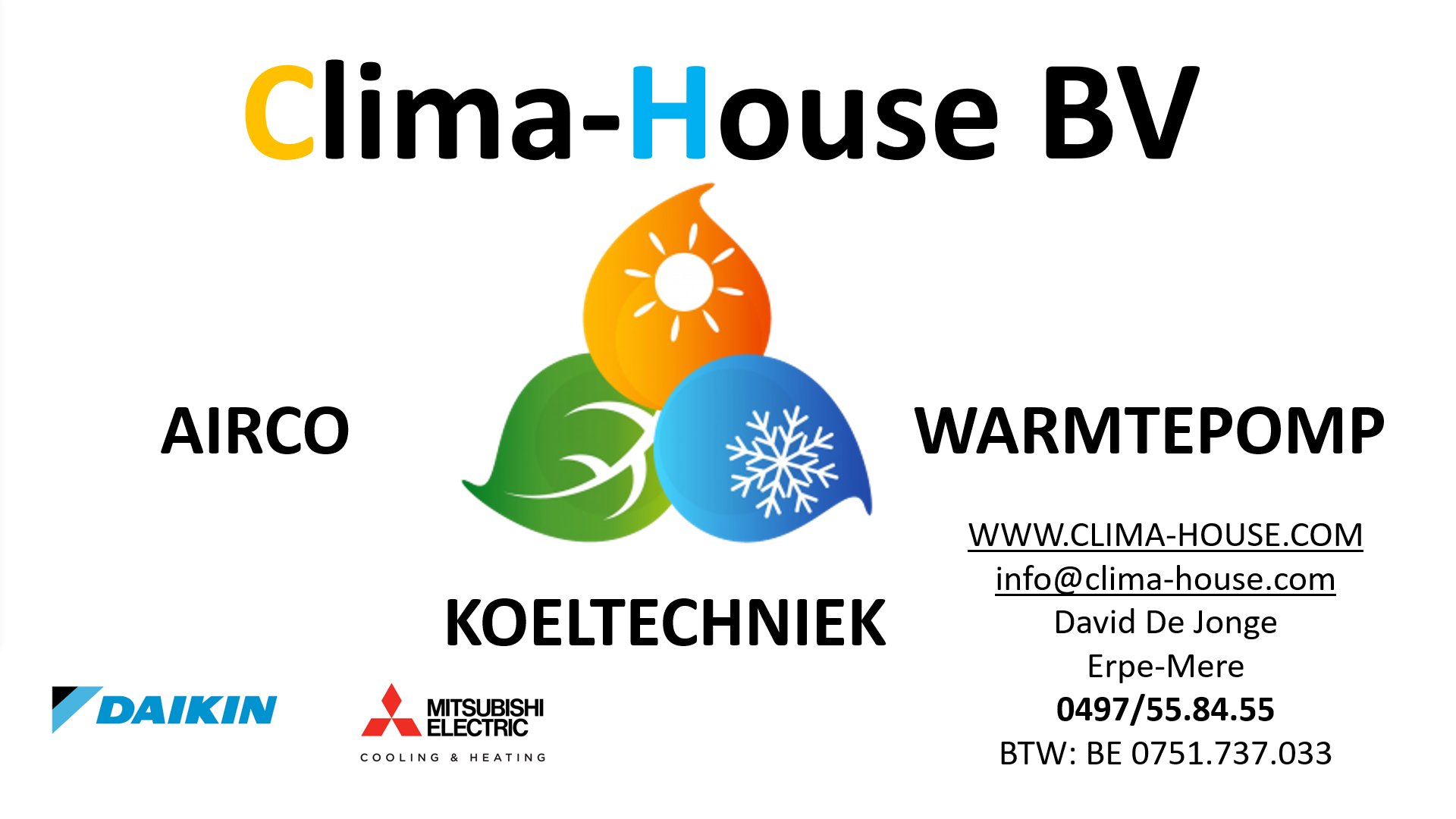 visitekaart clima-house airco - service - warmtepompen